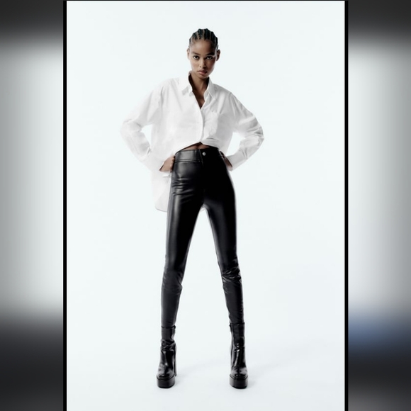 35. ZARA FAUX LEATHER PANTS - Picture 2 of 3